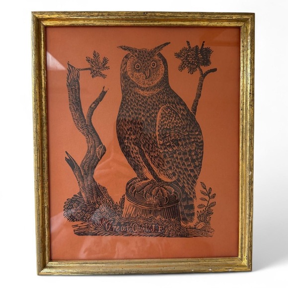 Other - Vintage Great Owl Jonathan Fisher Framed Wall Art